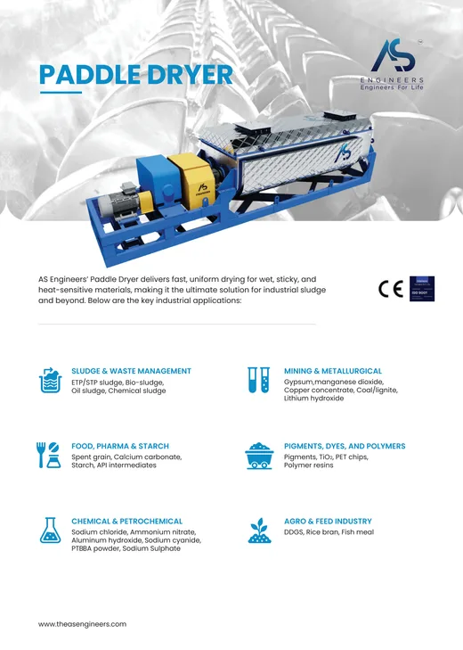 AS Engineers paddle dryer brochure – cover page
