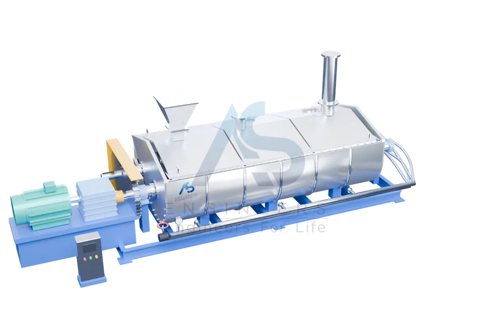 Closed 3D view of an AS Engineers twin-shaft hollow paddle dryer