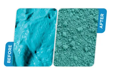 Real material sample before and after drying in an AS Engineers paddle dryer